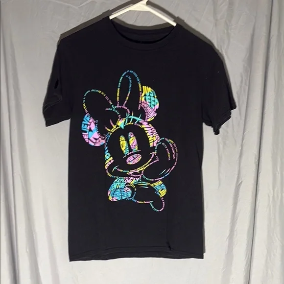 Disney Black Short Sleeve Tee with Minnie Mouse Design - Picture 1 of 2